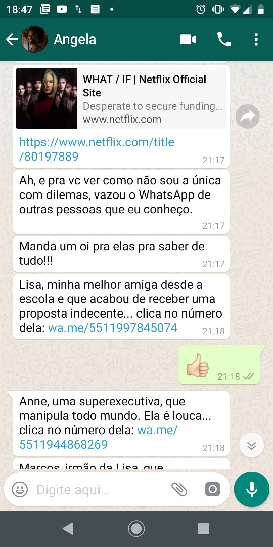 qual e o número da netflix whatsapp